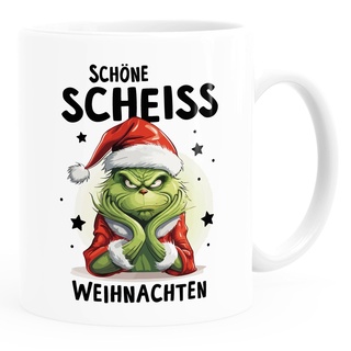 MoonWorks® Grinch Tasse Anti Weihnachten Spruch Ironie Sarkasmus lustige Weihnachtsbecher Geschenke für Weihnachtsmuffel Spruch 3 weiß standard