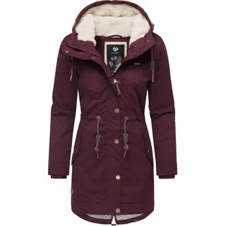 Ragwear Damen langer Mantel warme Winterjacke mit Kapuze YM-Canny Wine Red22 Gr. S - S