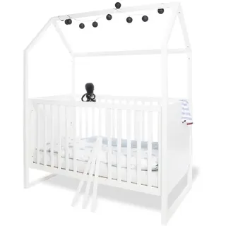 Babyzimmer Möbel Spar-Set 'Hilda & Viktoria', mit Hausbett, Wickelkommode, weiß