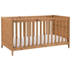 Bild von Babymöbel-Set »Solvita«, (Bett 70x140cm, Kleiderschrank 2trg, Kommode, Wickelaufsatz, Wandregal), Babyzimmer Komplett Set, Kiefer massiv beige