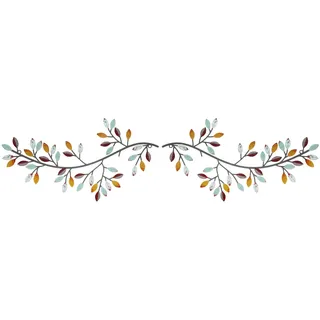 Hotop 2 Stück Metall-Baumblatt-Wanddekoration, Weinrebe, Olivenzweig, Blatt, Wandkunst, Schmiedeeisen, Skulpturen über dem Bett, Wohnzimmer, Outdoor-Dekoration (klassischer Stil, elegante Farbe)