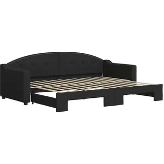 vidaXL Tagesbett Ausziehbar Schwarz 80x200 cm Stoff - Schwarz