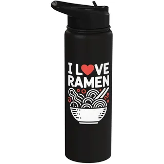 Ich liebe Ramen Heart Noodles Bowl Fun Stainless Steel Insulated Water Bottle