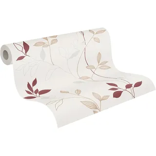 A.S. Création Vliestapete 10,05 m x 0,53 m leicht matte Struktur - Creme, Rot - florale Tapete Made in Germany - 249739