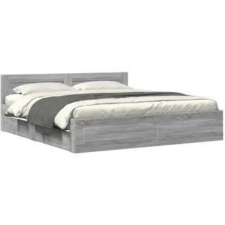 vidaXL Bettgestell mit Kopfteil Grau Sonoma 180x200 cm Holzwerkstoff - Grau