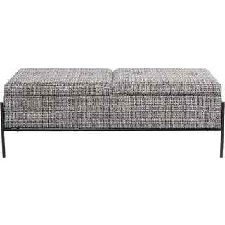 Kare Design Bank Storage, Schwarz/Weiß, Sitzbank, mit 2 Fächern, Textil Bezug, Stahlgestell, 43x120x40 cm (H/B/T)