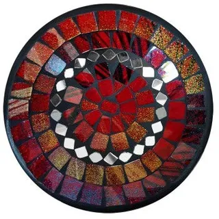 Mosaikschale Tonschale rund Ø 15 cm, Ton mit Glasmosaik rot gold, Dekoschale Mosaikstein belegt, Mosaik Stein Schale Dekoteller Dekoschale