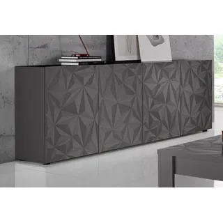INOSIGN Sideboard INOSIGN "Prisma Breite 241, Kommode 4 Türen, Anrichte", grau (anthrazit hochglanz lack, anthrazit mit siebdruck hochglanz lack), Sideboards, Sideboard, Front mit elegantem Siebdruck, grifflos, viel Stauraum