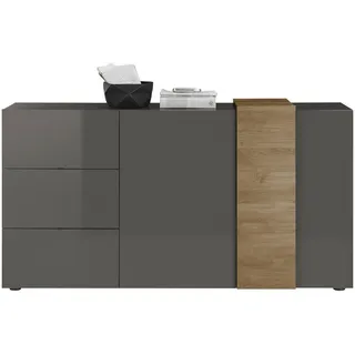 MCA Furniture Sideboard 181 x 94 x 44 cm grau (dunkelgrau hochglanz)