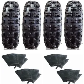 4erSet Reifen 2x 4.10-6 Stollenprofil 80/55-6 und 2x 13x5.00-6 105/55-6 schwarz - Schwarz