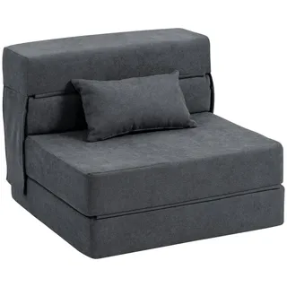 Homcom 3 in 1 Schlafsessel, klappbares Schlafsofa mit Bettfunktion, Lendenkissen, Grau , Dunkelgrau , Kunststoff , 80x15x210 cm , Wohnzimmer, Sofas & Couches, Schlafsofas, Schlafsessel