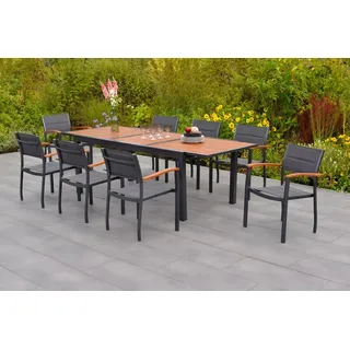 Merxx Paxos Set 9-tlg. Ausziehtisch 180 x 100 cm grau