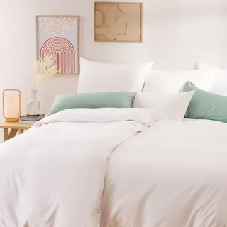 Blumtal Mako Satin Bettwäsche 200x200 Baumwolle Weiß - Bettdeckenbezug mit frei wählbaren Kissenbezug - individuell anpassbares Bettwäsche-Set aus 100% Baumwolle - Oeko Tex Zertifiziert