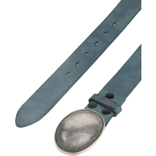 Ledergürtel RETTUNGSRING GÜRTEL, Damen, Gr. 90, blau (jeansblau), Leder, unifarben, Gürtel Ledergürtel, mit austauschbarer Schließe »Oval Gewölbt Silber«
