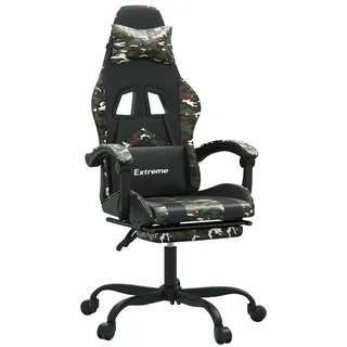 vidaXL Gamingstuhl mit Fußstütze Drehbar Schwarz Tarnfarben Kunstleder - Grün