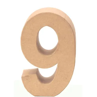 Glorex  6 2029 139 Papp Zahl 9 aus brauner Pappe ca. 17,5 X 5,5 cm groß zum bemalen und bekleben für Serviettentechnik und Décopatch ideal als Dekoration
