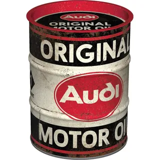 Nostalgic Art Nostalgic-Art Retro Spardose, 600 ml, Audi Original Motor Oil – Geschenk-Idee für Audi-Zubehör Fans, Original Lizenzprodukt (OLP), Sparschwein aus Metall, Vintage Blech-Sparbüchse