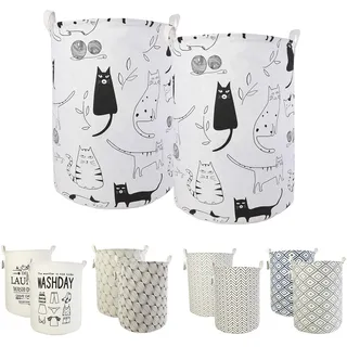 LessMo 2PCS 17.7" Wäschekorb Sortierer – Faltbar - 2er Set Wäschesammler spart Zeit beim Sortieren für Kleidung Spielzeug Wohnzimmer Wäsche