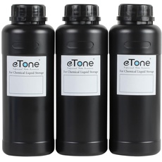 eTone 3X 500ml Vorratsflaschen für Fotochemikalien und Trichter Dunkelkammer-Chemikalienaufbewahrungsflaschen mit Kappen Film-Fotoentwicklungsgerät (Schwarz)