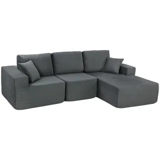 Homcom Eckcouch Cord 3-Sitzer Silber