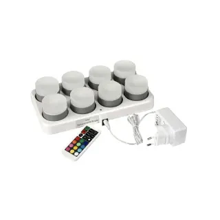 DUNI LED Mini Lamp, inkl. Fernbedienung und Ladestation, 8er Set, Maße (Ø x H): 50 x 48 mm, 1 Karton = 1 x 1 Stück