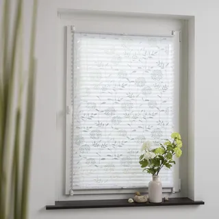 GARESA Plissee Ausbrenner Blume 40 x 130 cm Fenstergröße (Velux) weiß