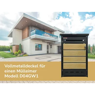 Müllcontainer D04GW1, Ganzmetalldeckel, modern, anthrazit/braun - Grau
