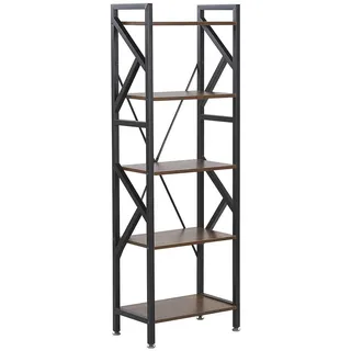 Beliani Regal 5 Fächer Dale , Dunkelbraun , Holzwerkstoff , 47x150x30 cm , Wohnzimmer, Regale, Bücherregale