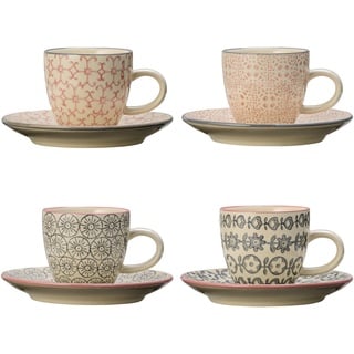 Bloomingville Cozy Becher 4er Set, Keramik, 4 Stück (1er Pack), 4