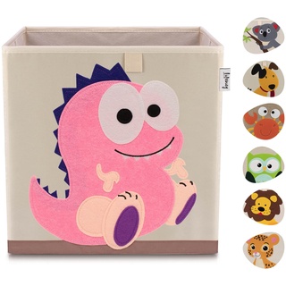 LIFENEY Aufbewahrungsbox Kinder mit Dinosaurier Motiv I Spielzeugbox mit Tiermotiv passend für Würfelregale I Ordnungsbox für das Kinderzimmer I Aufbewahrungskorb Kinder