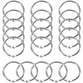 20 Stück Buchringe de Metall, Loseblatt Verbinder Ringe, Buch Verbinder Ringe, Ringe für Karteikarten, Ringbuch Ringe, Silberfolie Bücher Binden, 25mm Round Ring Binders für Büros und Schulen, Silber
