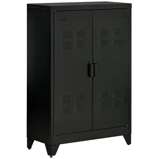 Homcom Sideboard, Aktenschrank, Schwarz , Metall , 33x110x75 cm , Kleinmöbel, Kommoden, Sideboards