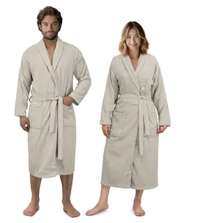 HOMELEVEL Bademantel Frottee Damen Herren - Extra saugfähig - 100% Baumwolle - Leichter Bademantel für u.a. Sauna - Kimono-Design - 2 Seitentaschen - Versch. Größen und Farben