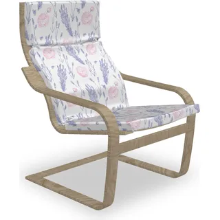 ABAKUHAUS Vintage Rose Poäng Sessel Polster, Lavendel-Blumenskizze, Sitzkissen mit Stuhlkissen mit Hakenschlaufe und Reißverschluss, Hellrosa Blass Ceil Blau - Blau