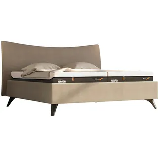 Tempur Polsterbett , Hellbraun , Textil , Eiche , massiv , 180x200 cm , Schlafzimmer, Betten, Polsterbetten