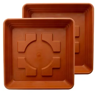 2friends Untersetzer 35x35 cm für Pflanzkübel groß außen (2er Set)- Extra Robuster Terracotta Pflanzuntersetzer für Blumentopf groß draussen - UV-geschützter Kunststoff Made in Germany -