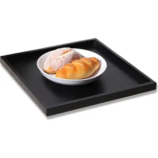 Schwarzes Holztablett - Multifunktional - 1 Stück - Paulownia-Holz - 30 x 30 cm