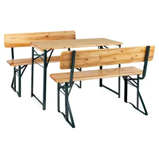 Stagecaptain BBDL-119 Hirschgarten Bierzeltgarnitur mit Lehne für Balkon 119 cm Natur