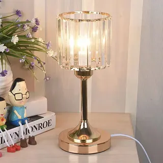 Mengjay Moderne Kristall Tischlampe,Nachtlicht Leselampe für Schlafzimmer Wohnzimmer,Kristall Nachttischlampe Schreibtischlampe,E27 Tischleuchte,für Schlafzimmer Studio Lesen (Kreisförmig)