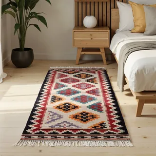 HANSE HOME Teppich »Kelim Kian« rechteckig 3 mm Höhe Wolle, Baumwolle, Natur, Handgewebt, orientalisch, Boho, traditionell, bunt