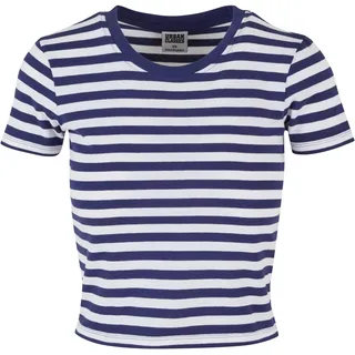 Urban Classics Damen T-Shirt Ladies Short Striped Tee, crop T-Shirt für Frauen, gestreift, white/darkblue, L