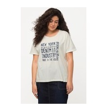 T-Shirt, Denim-Druck, Oversized, Rundhals, Halbarm