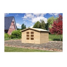 Karibu Holz-Gartenhaus Amberg Natur Satteldach Unbehandelt 302 cm x 242 cm