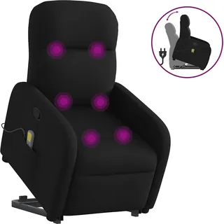 Massagesessel mit Aufstehhilfe Schwarz Stoff - Schwarz