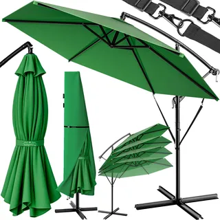 Ampelschirm Grün Ø300cm Alu UV 50+ mit Schutzhülle