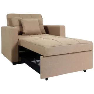 Mendler Schlafsessel HWC-L90, Klappsessel Schlafsofa Gästebett Relaxsessel, Liegefläche 197x103cm Stoff/Textil ~ taupe