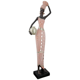 Gilde Dekofigur XXL Afrika - afrikanische Deko Figur aus Kunstharz - Farbe: Braun, Rosa - Höhe 48 cm