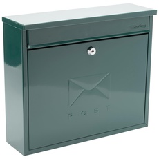 Burg-Wächter MB02G Sterling Post Box Green Elegance Briefkasten zur Wandmontage, verzinkter Stahl, abschließbar, wetterfest, grün, 36x31x10cm