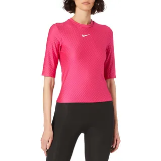 Nike W NSW ICN Clsh Top SS Mesh T-Shirt für Damen, Fireberry/(White), Medium