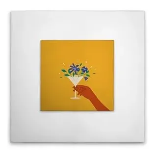 A.S. Création Leinwandbild Blumengläser WG Küche - Wandbild in Gelb, Weiss - 60 x 60 cm - DD132682